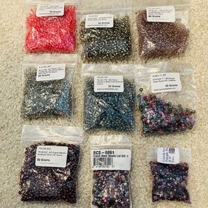 Seed Beads size 6/0 for Jewelry Making Crafts. Lot of 9.